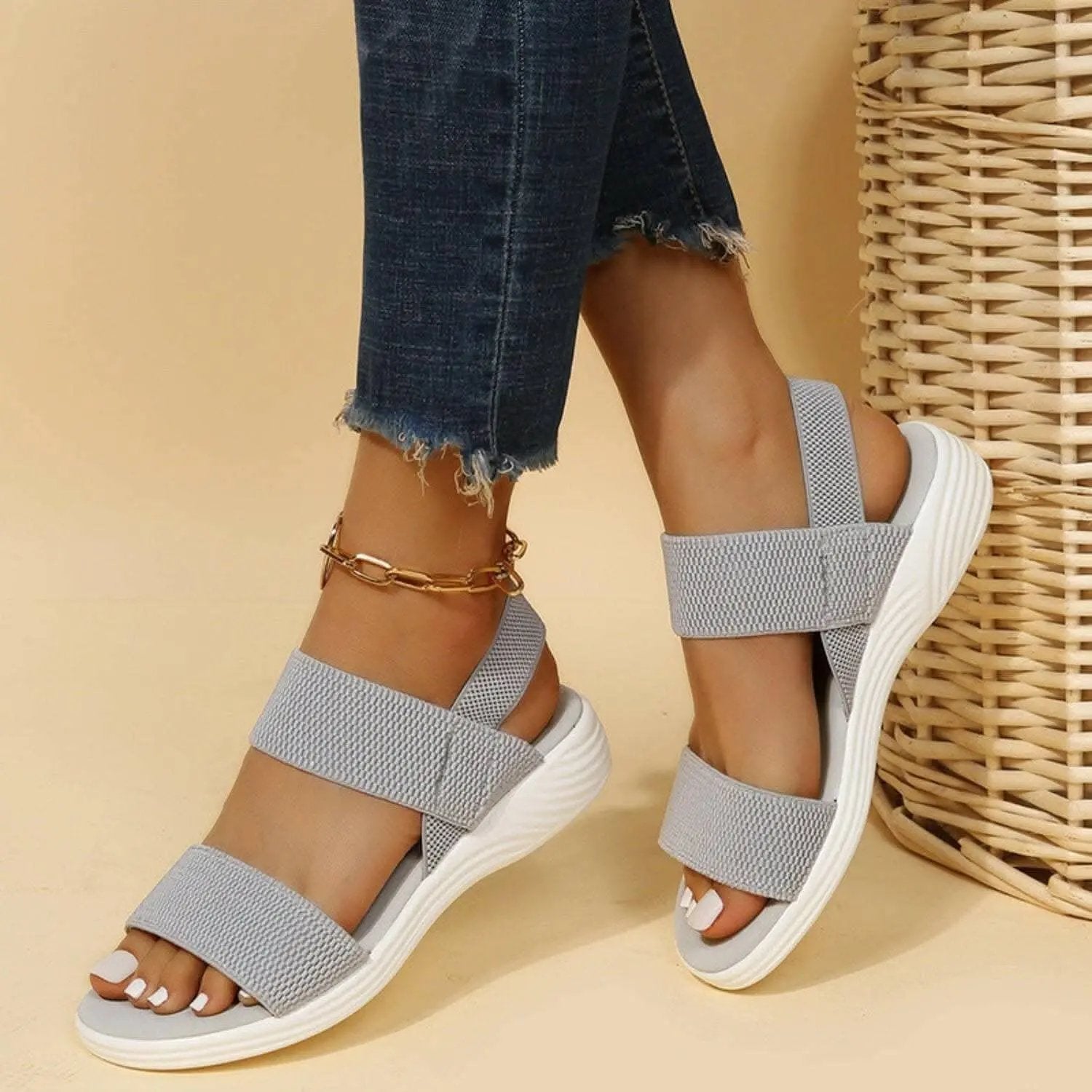 Comfortable low heel rubber sandals - Love Salve
